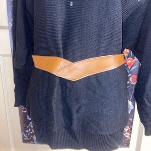 VTG 80s OBI STYLE BELT Tan & Gold Metallic Anne Klein Calderon